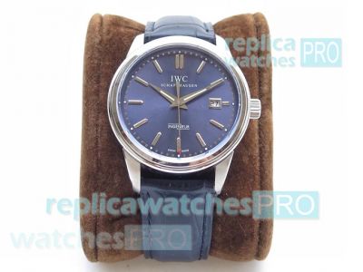 Swiss IWC Schaffhausen Ingenieur Replica Watch SS Blue Leather Strap